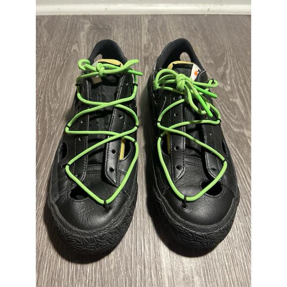 Mens Size 9.5 Nike Blazer Low Off-White Black Electro Green main image 4